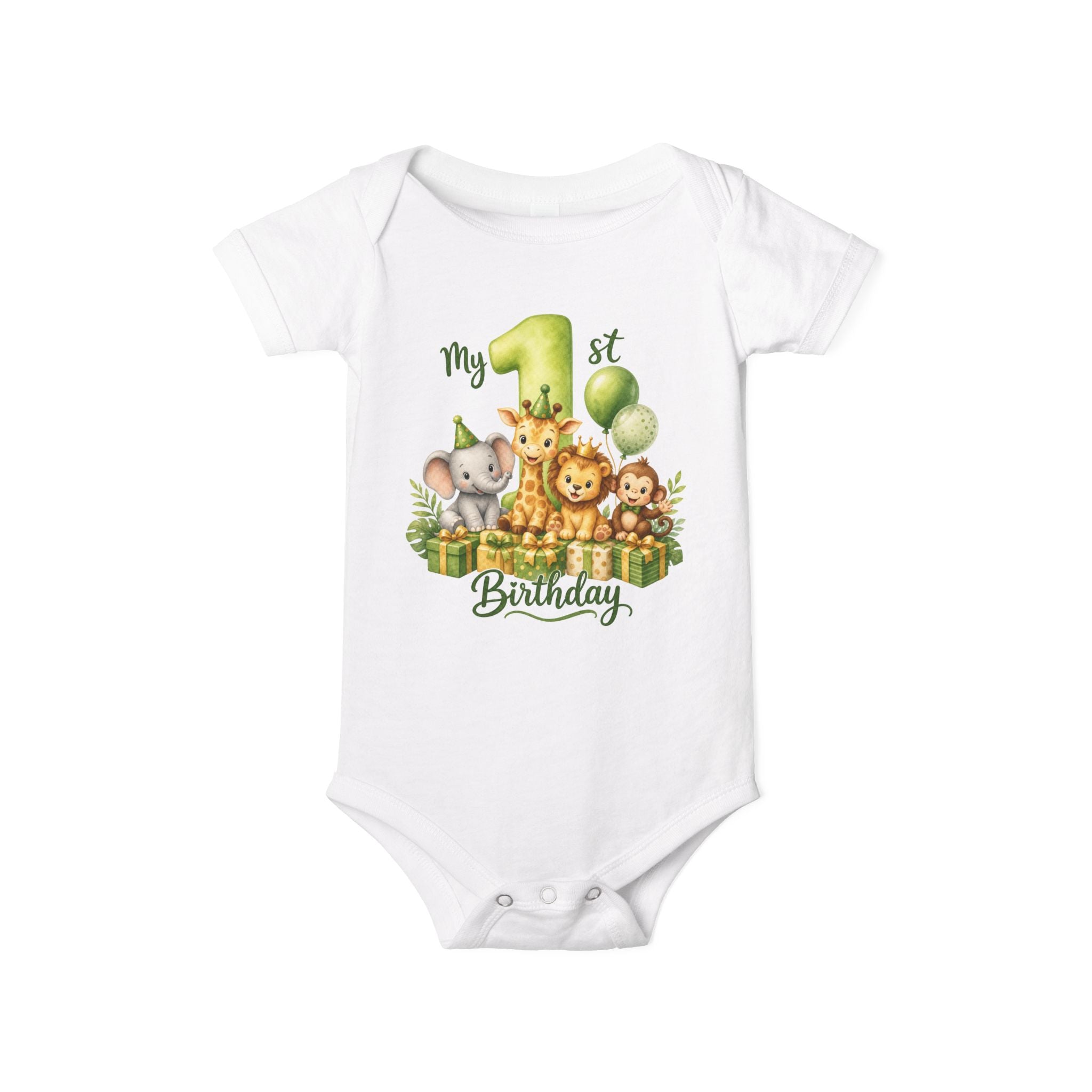 My 1st Birthday Baby Onesie - Jungle Safari Animal First Birthday Outfit