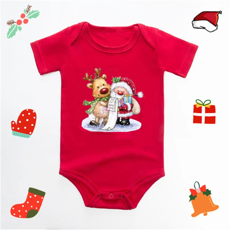 My First Christmas Baby Bodysuit Infant Baby Red 100% Cotton Christmas Romper Toddler Boys Girls New Year Clothes Drop Shipping