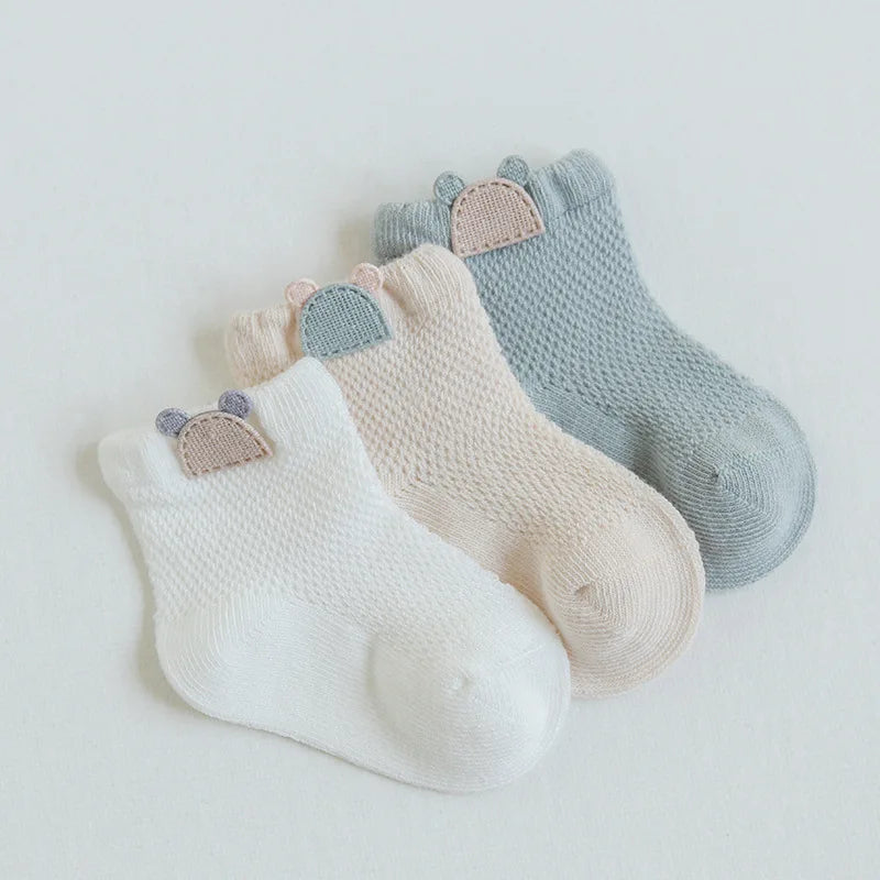 3 Pairs 0-5Y Baby Socks, Children's Socks, Thin Cotton, Breathable Mesh, Baby Socks, Boneless Baby Socks, Cute Accessories Socks