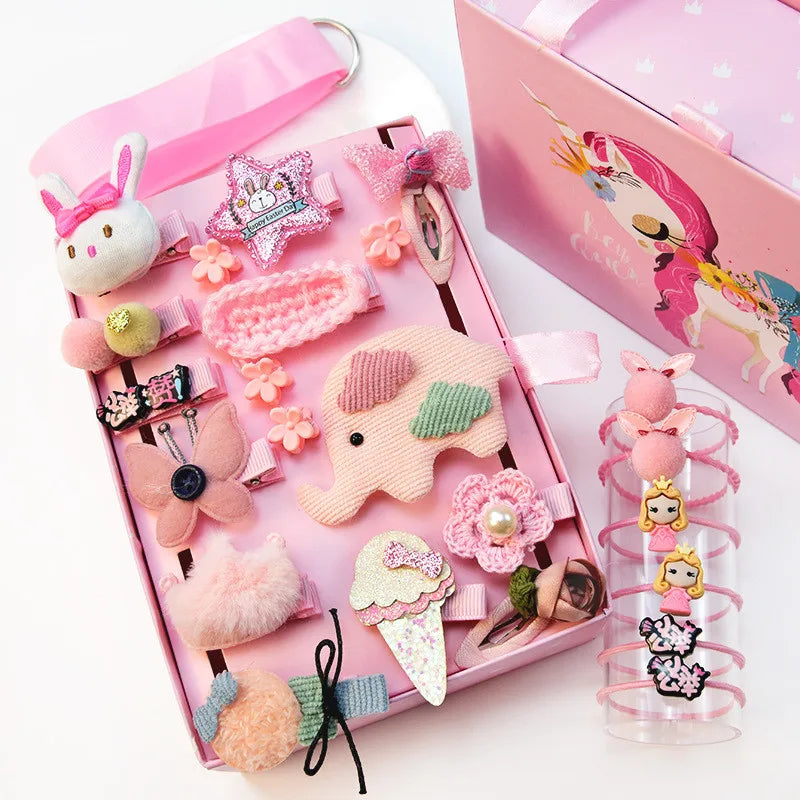 24pcs/Set Baby Hair Clips Cartoon Baby Headband Cute Bow Flower Children Hairpin Barrettes Headwear Baby Hair Accessories NO BOX