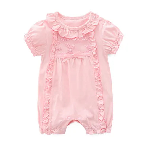 Princess Baby Bodysuits For Girls Summer Bodysuit For Toddlers Lace Soft Newborn 1st Birthday Party Clothes Twin Girls Clothing