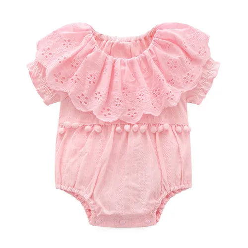 Princess Baby Bodysuits For Girls Summer Bodysuit For Toddlers Lace Soft Newborn 1st Birthday Party Clothes Twin Girls Clothing
