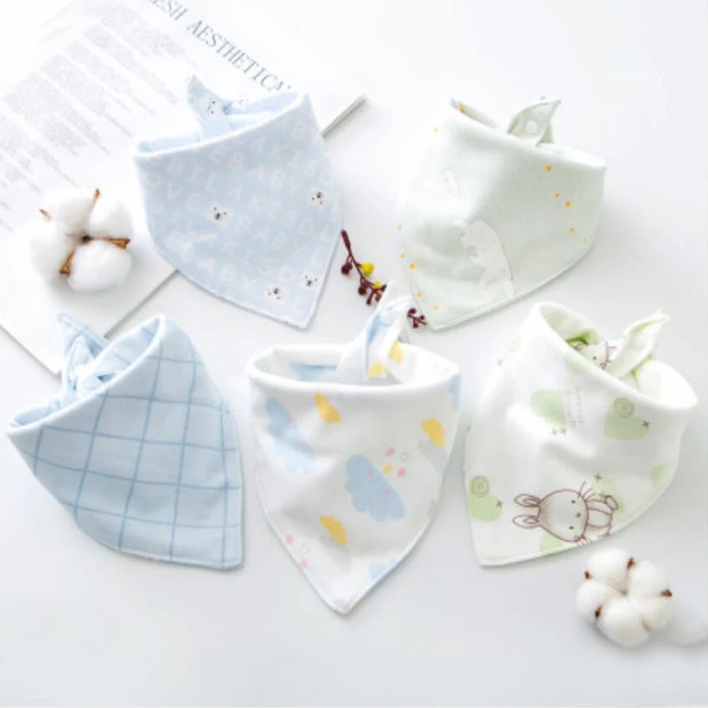 New 5 Pieces/Lot Baby Bib Newborn Feeding Burp Cloth Cotton Kids Triangle Scarf Teething Saliva Towel Soft Bandana Bibs
