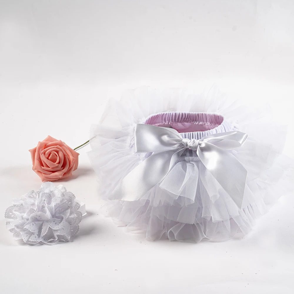 Baby girl tutu skirt 2pcs tulle lace bloomers diaper cover Newborn infant outfits Mauv headband flower set Baby mesh bloomer