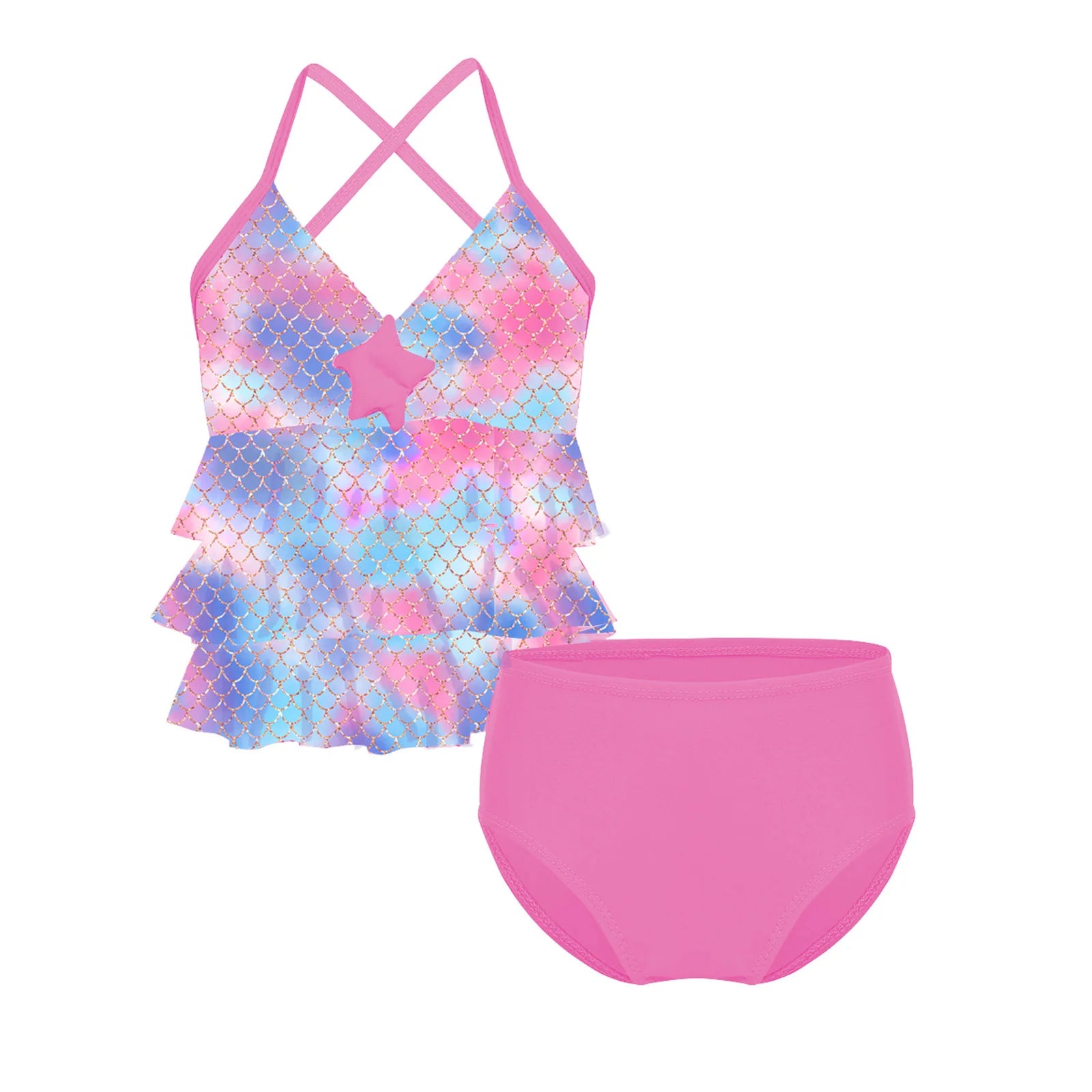 Kids Girls Mermaid Swimsuit Bathing Suit Bikini 2pc Set Swimwear Children's Swimsuit Baby Clothes Summer Beachwear Holiday Sets