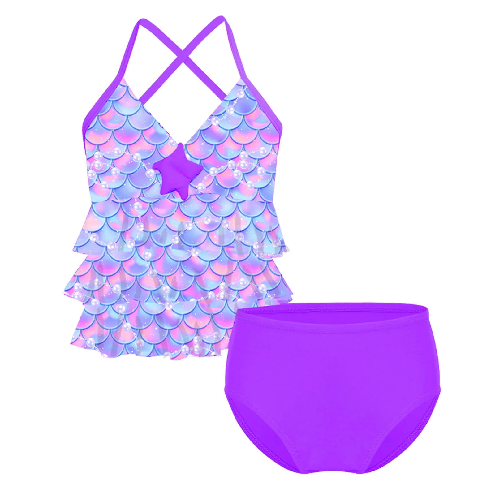Kids Girls Mermaid Swimsuit Bathing Suit Bikini 2pc Set Swimwear Children's Swimsuit Baby Clothes Summer Beachwear Holiday Sets