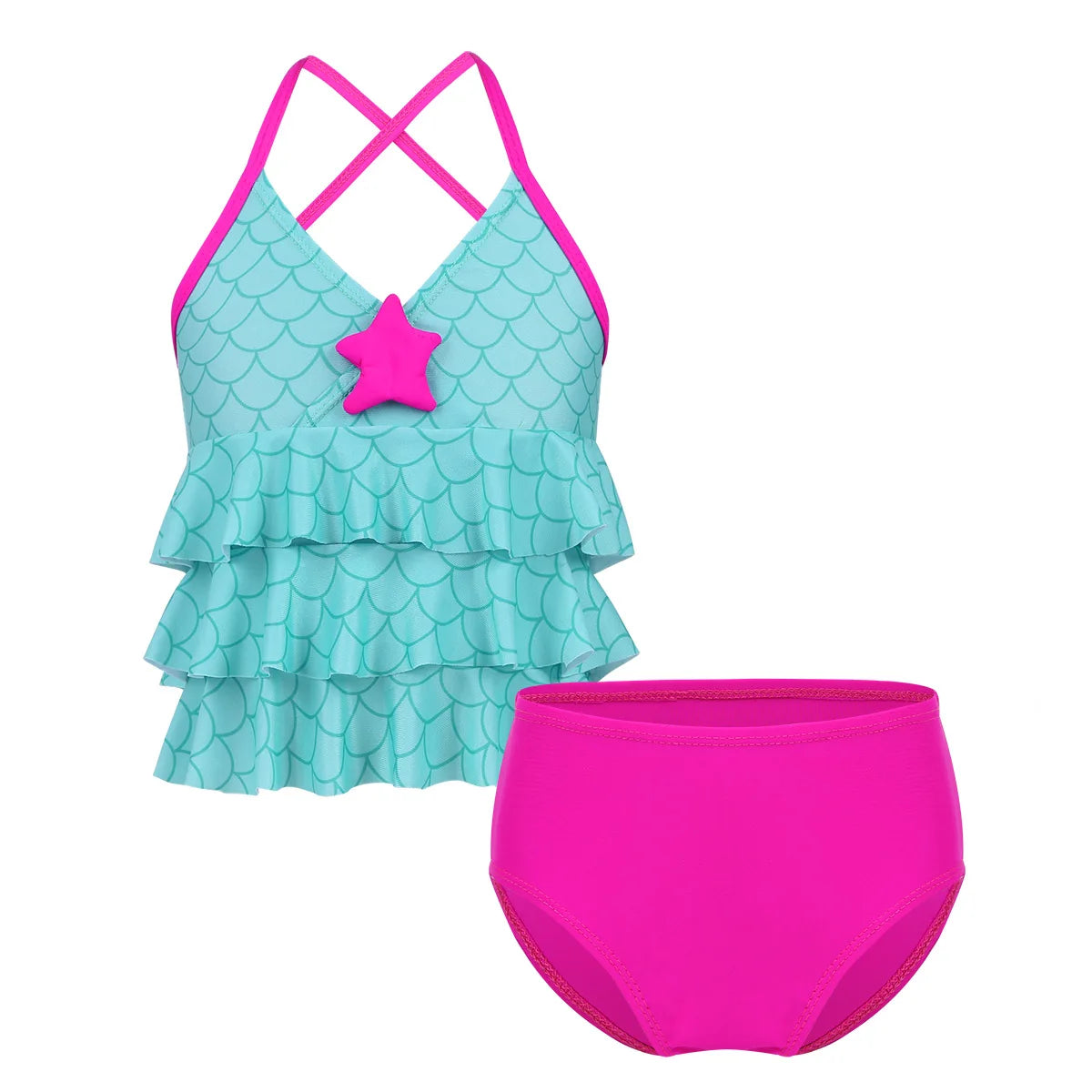 Kids Girls Mermaid Swimsuit Bathing Suit Bikini 2pc Set Swimwear Children's Swimsuit Baby Clothes Summer Beachwear Holiday Sets