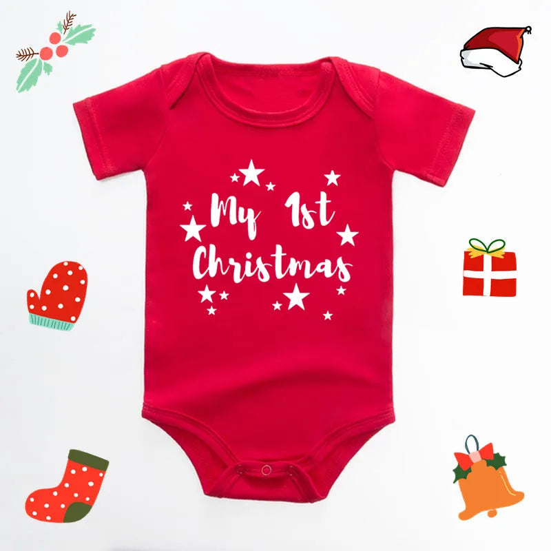 My First Christmas Baby Bodysuit Infant Baby Red 100% Cotton Christmas Romper Toddler Boys Girls New Year Clothes Drop Shipping