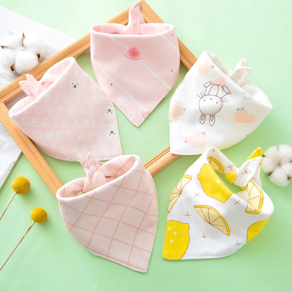 New 5 Pieces/Lot Baby Bib Newborn Feeding Burp Cloth Cotton Kids Triangle Scarf Teething Saliva Towel Soft Bandana Bibs