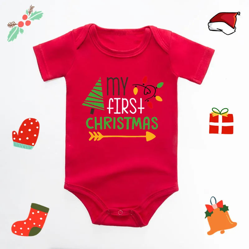 My First Christmas Baby Bodysuit Infant Baby Red 100% Cotton Christmas Romper Toddler Boys Girls New Year Clothes Drop Shipping
