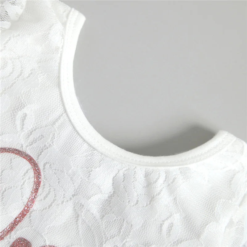 Baby Girls My First Birthday Outfits, Cute Long Sleeve Floral Lace Romper + Tutu Skirt + Headband Set, 0-30Months