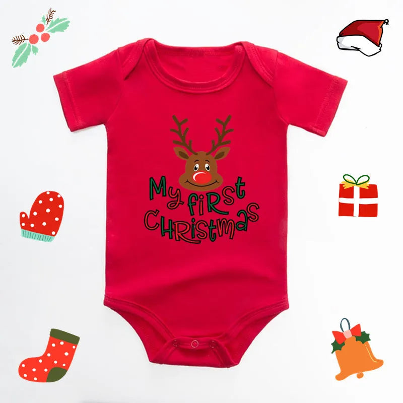 My First Christmas Baby Bodysuit Infant Baby Red 100% Cotton Christmas Romper Toddler Boys Girls New Year Clothes Drop Shipping