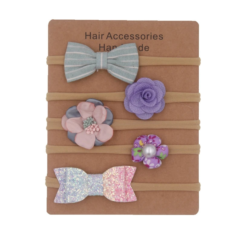 Baby Headbands Newborn hair Bows Kids Toddler headband Elastic Hair Band headwear children Girl Hair Accessories 5pcs/lot