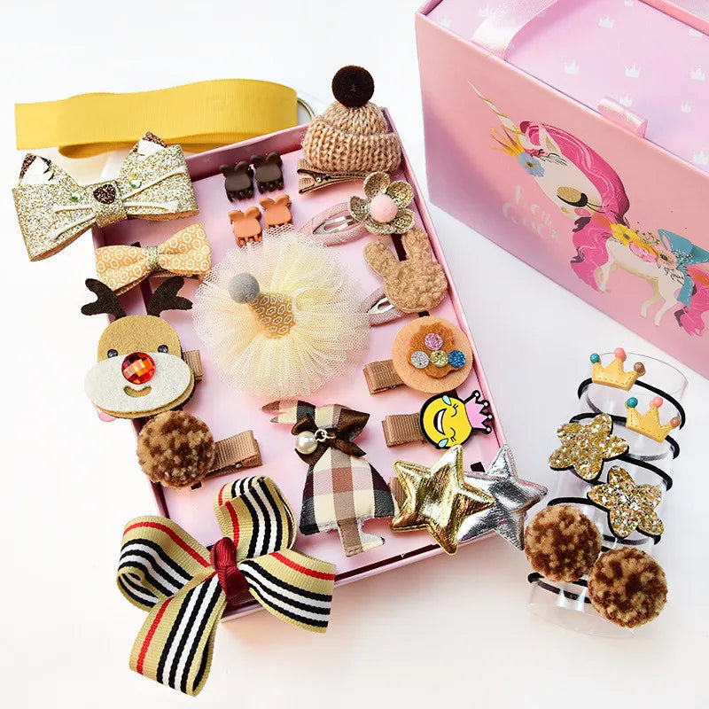 24pcs/Set Baby Hair Clips Cartoon Baby Headband Cute Bow Flower Children Hairpin Barrettes Headwear Baby Hair Accessories NO BOX