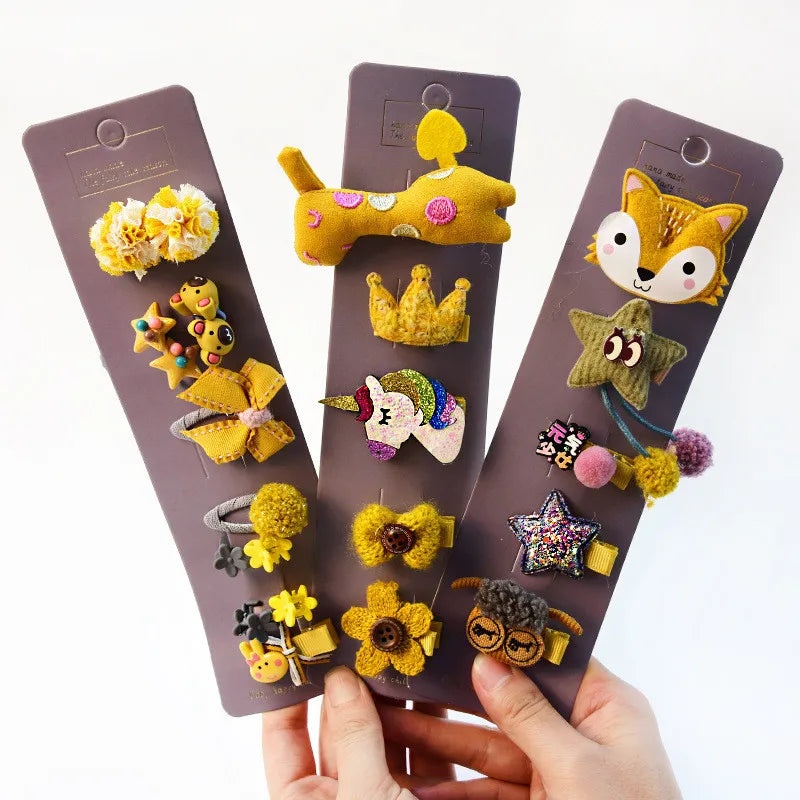 24pcs/Set Baby Hair Clips Cartoon Baby Headband Cute Bow Flower Children Hairpin Barrettes Headwear Baby Hair Accessories NO BOX