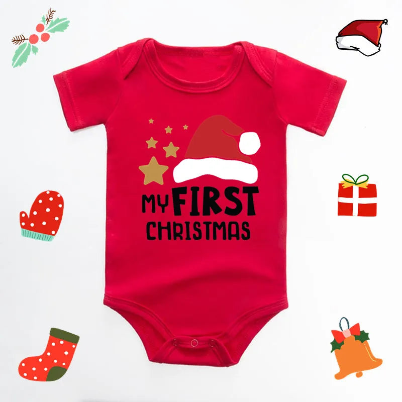 My First Christmas Baby Bodysuit Infant Baby Red 100% Cotton Christmas Romper Toddler Boys Girls New Year Clothes Drop Shipping