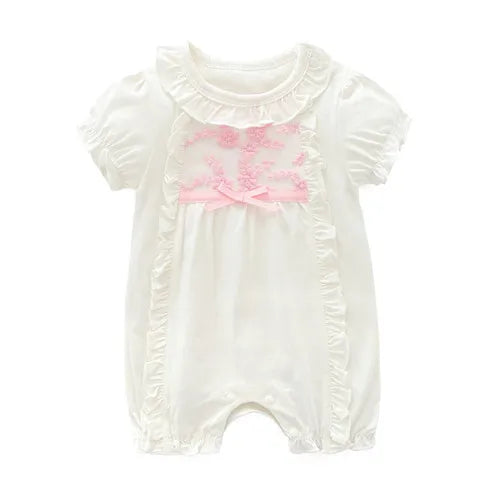 Princess Baby Bodysuits For Girls Summer Bodysuit For Toddlers Lace Soft Newborn 1st Birthday Party Clothes Twin Girls Clothing