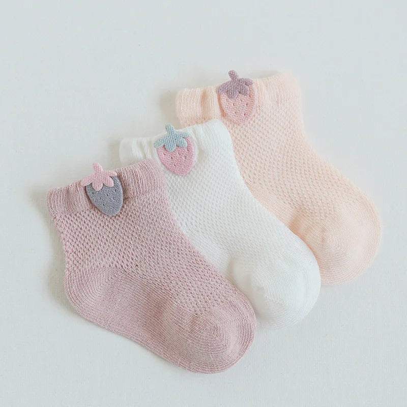 3 Pairs 0-5Y Baby Socks, Children's Socks, Thin Cotton, Breathable Mesh, Baby Socks, Boneless Baby Socks, Cute Accessories Socks