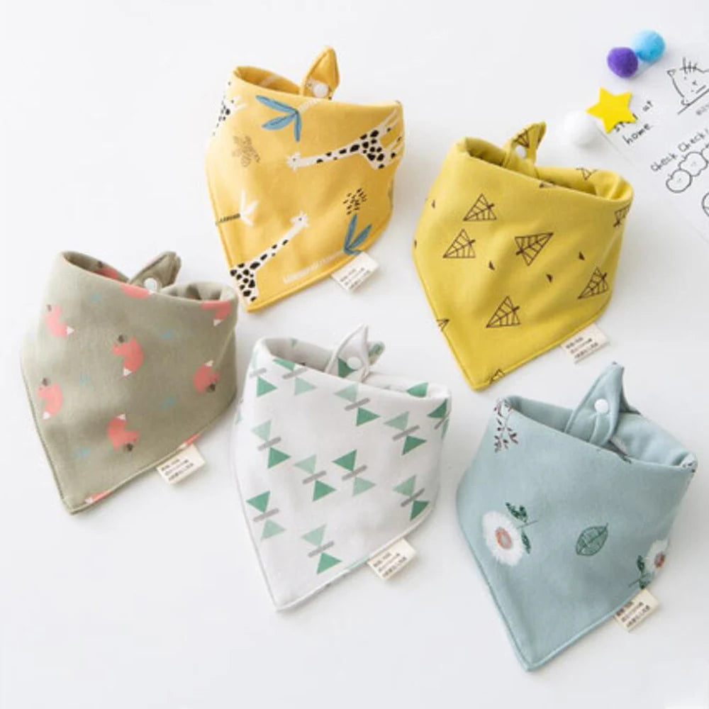 New 5 Pieces/Lot Baby Bib Newborn Feeding Burp Cloth Cotton Kids Triangle Scarf Teething Saliva Towel Soft Bandana Bibs