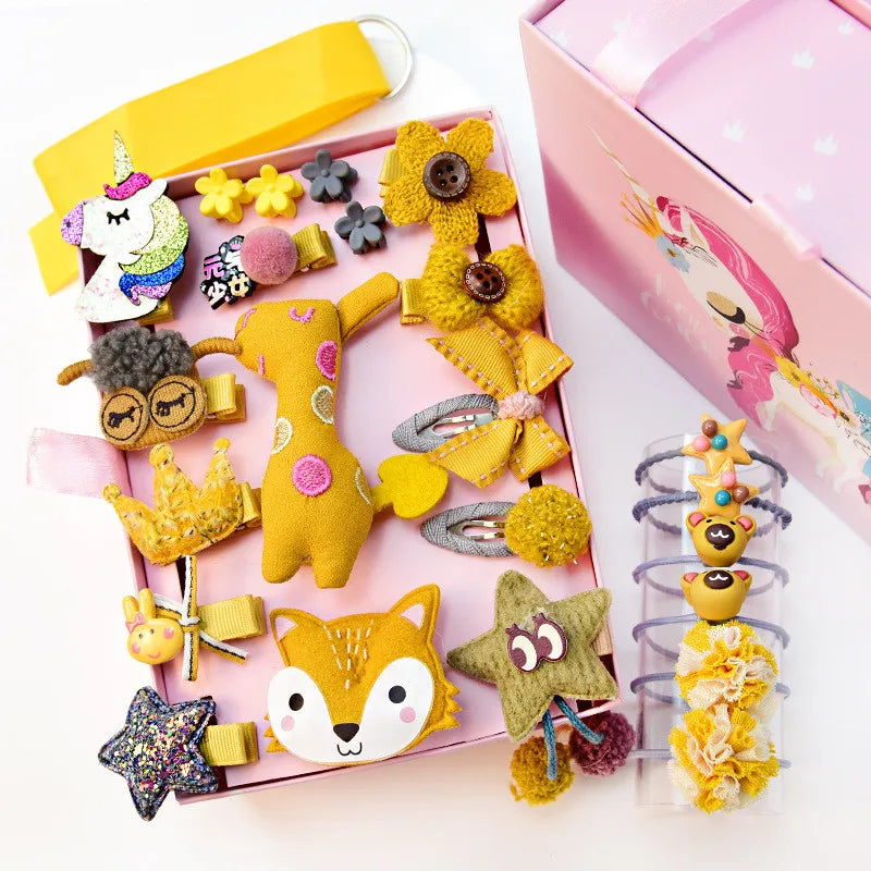 24pcs/Set Baby Hair Clips Cartoon Baby Headband Cute Bow Flower Children Hairpin Barrettes Headwear Baby Hair Accessories NO BOX