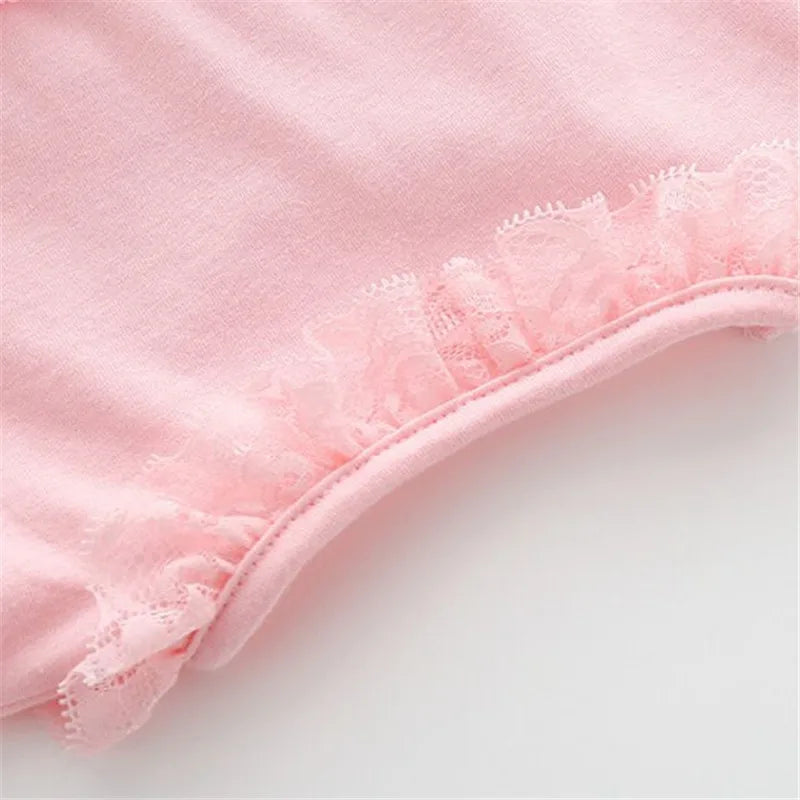 Cotton Bodysuit For Newborns Summer Short Sleeve Jumpsuit For Girls Lace New born 1st Birthday Party Clothes Twin Clothing 2023