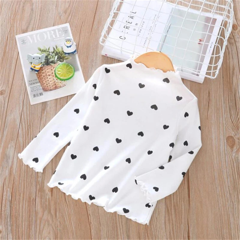 Cotton Baby Girls T-Shirt Long Sleeve Spring Kids Turtleneck Bottoming TShirts for Children Girl Tops Clothes