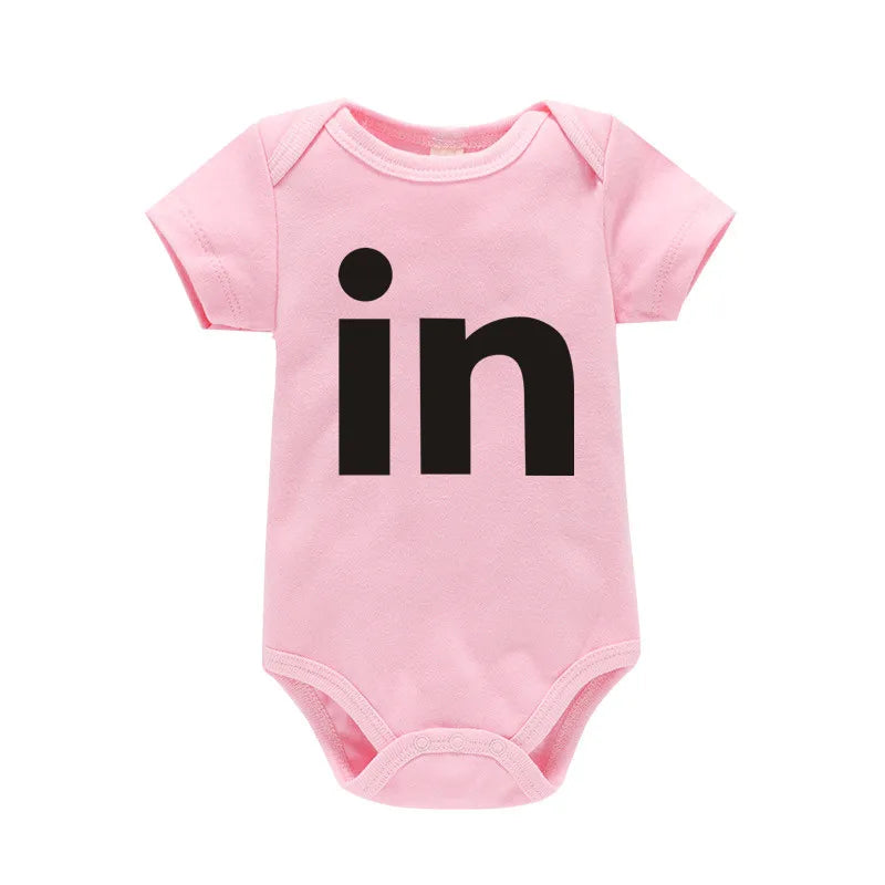 TW &amp; IN Letter Print Newborn Infant Baby Boys Girls Black Bodysuit Twins Romper Jumpsuit Outfits Hipster Baby Clothes 0-24M
