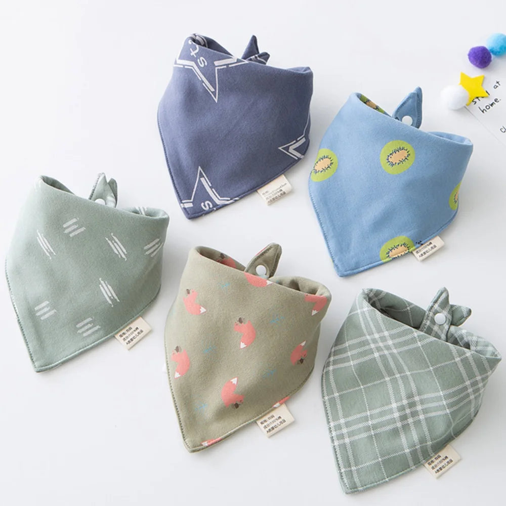 New 5 Pieces/Lot Baby Bib Newborn Feeding Burp Cloth Cotton Kids Triangle Scarf Teething Saliva Towel Soft Bandana Bibs
