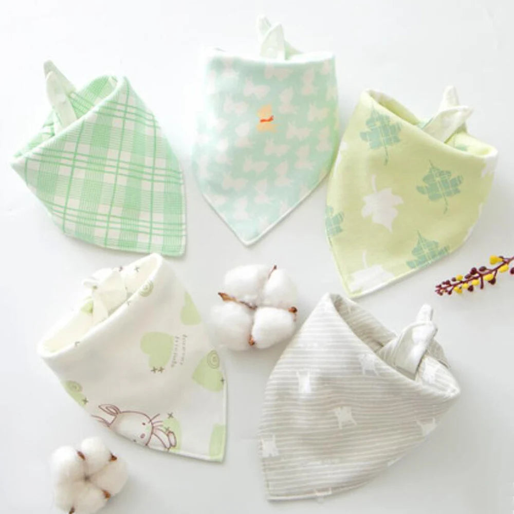 New 5 Pieces/Lot Baby Bib Newborn Feeding Burp Cloth Cotton Kids Triangle Scarf Teething Saliva Towel Soft Bandana Bibs