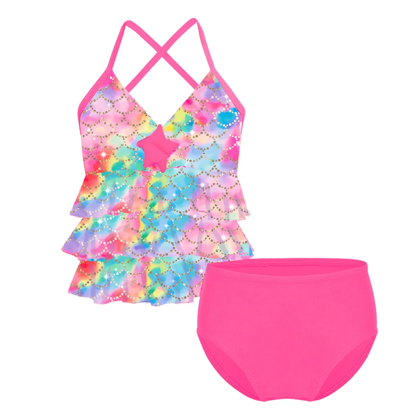 Kids Girls Mermaid Swimsuit Bathing Suit Bikini 2pc Set Swimwear Children's Swimsuit Baby Clothes Summer Beachwear Holiday Sets