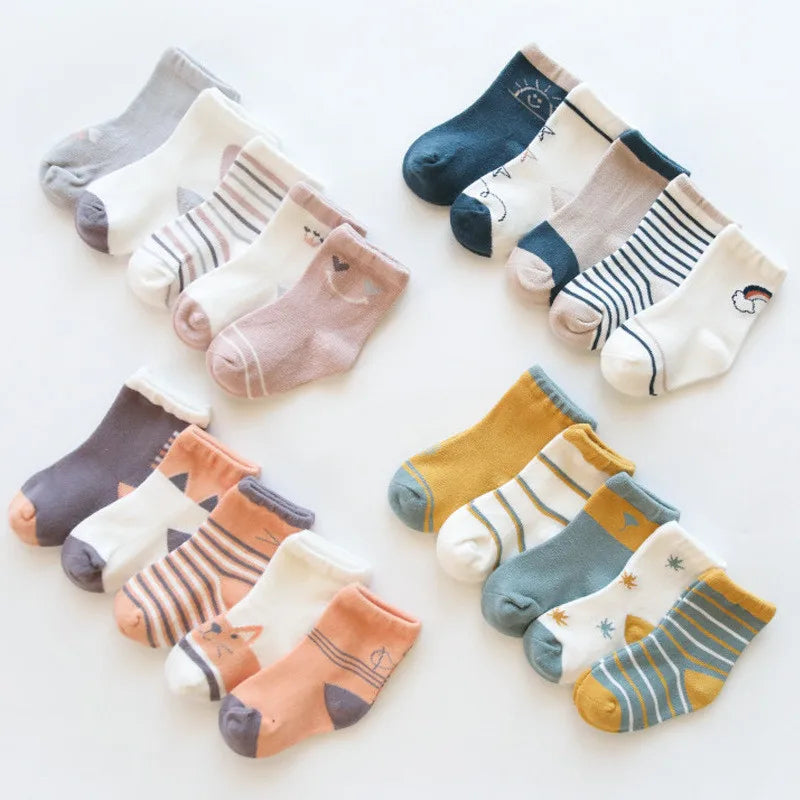 New 5Pairs/lot Infant Baby Socks Winter Autumn Baby Socks for Girls Cotton Newborn Baby Boy Socks Toddler Baby Boys Accessories