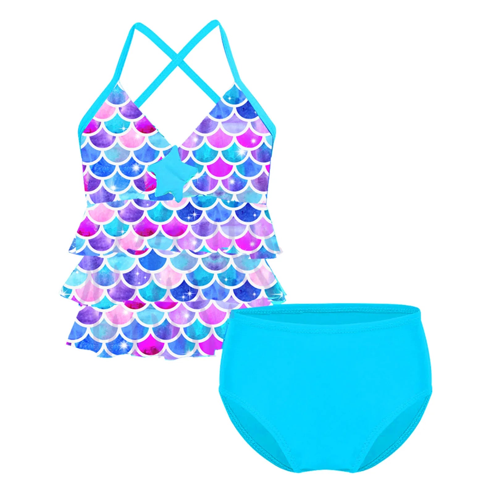 Kids Girls Mermaid Swimsuit Bathing Suit Bikini 2pc Set Swimwear Children's Swimsuit Baby Clothes Summer Beachwear Holiday Sets