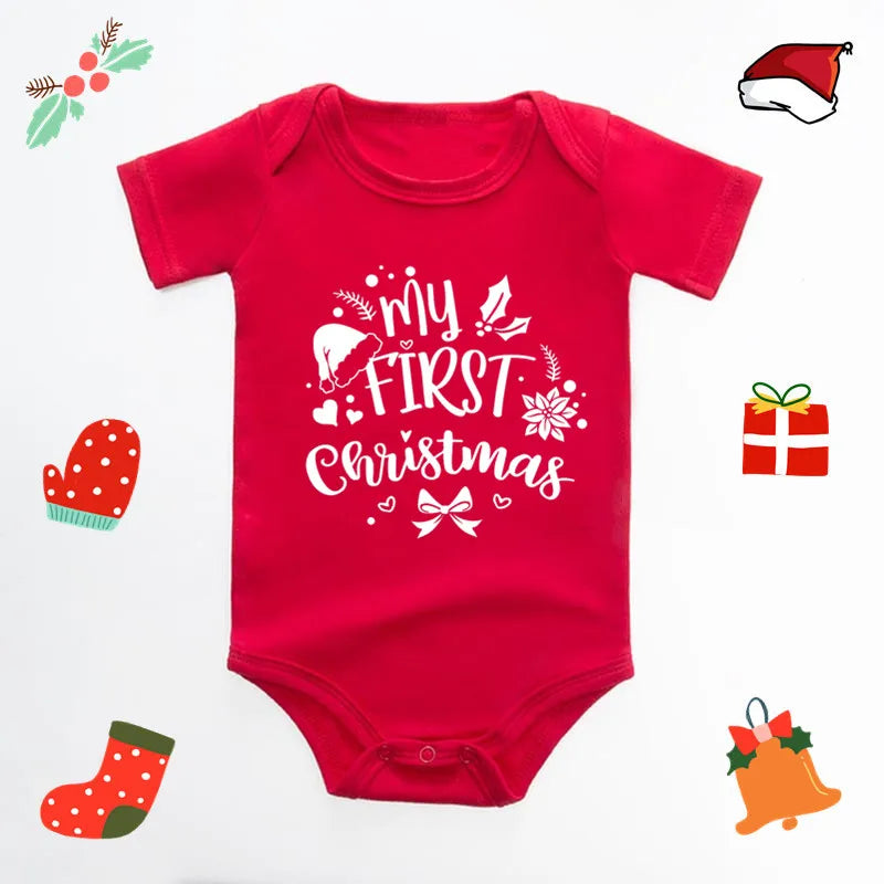 My First Christmas Baby Bodysuit Infant Baby Red 100% Cotton Christmas Romper Toddler Boys Girls New Year Clothes Drop Shipping