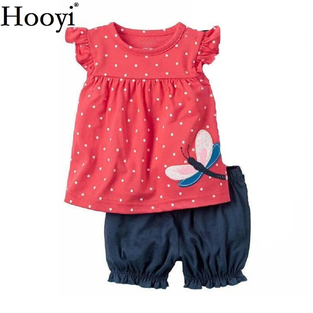 Fashion Baby Girls Clothes Suit Bird Cute Newborn Clothing Sets Toddler T-Shirt Hot Shorts Summer Outfit 6 9 12 18 24 Month Tops