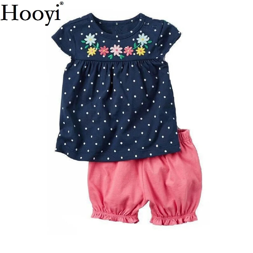 Fashion Baby Girls Clothes Suit Bird Cute Newborn Clothing Sets Toddler T-Shirt Hot Shorts Summer Outfit 6 9 12 18 24 Month Tops