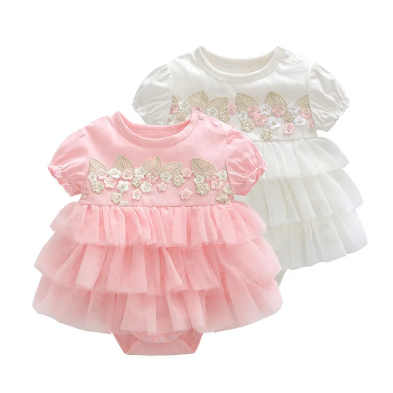 Princess Baby Bodysuits For Girls Summer Bodysuit For Toddlers Lace Soft Newborn 1st Birthday Party Clothes Twin Girls Clothing