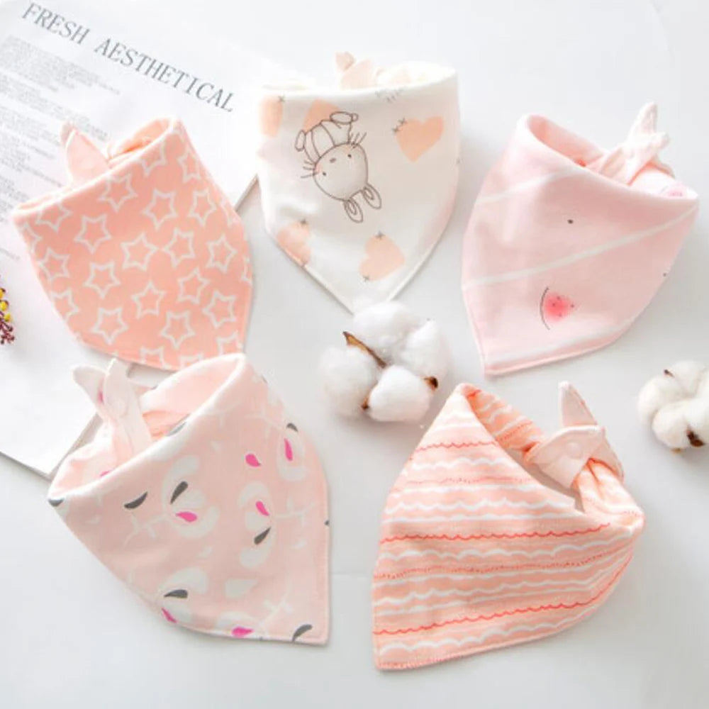 New 5 Pieces/Lot Baby Bib Newborn Feeding Burp Cloth Cotton Kids Triangle Scarf Teething Saliva Towel Soft Bandana Bibs