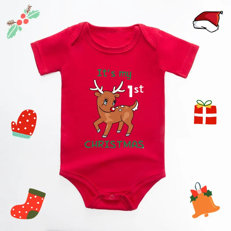My First Christmas Baby Bodysuit Infant Baby Red 100% Cotton Christmas Romper Toddler Boys Girls New Year Clothes Drop Shipping