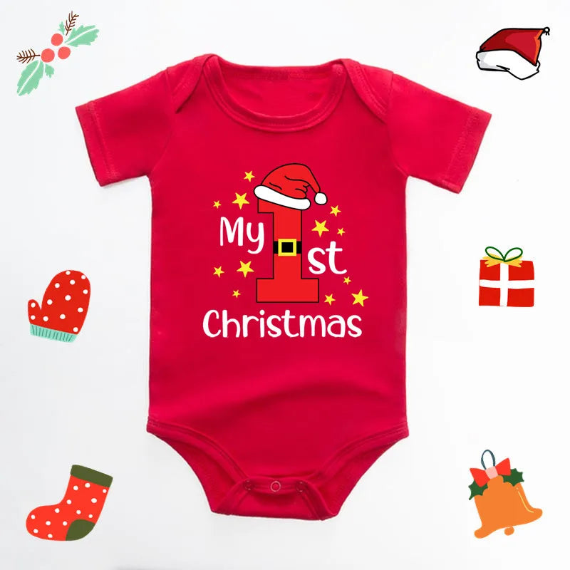 My First Christmas Baby Bodysuit Infant Baby Red 100% Cotton Christmas Romper Toddler Boys Girls New Year Clothes Drop Shipping