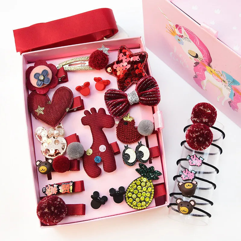 24pcs/Set Baby Hair Clips Cartoon Baby Headband Cute Bow Flower Children Hairpin Barrettes Headwear Baby Hair Accessories NO BOX