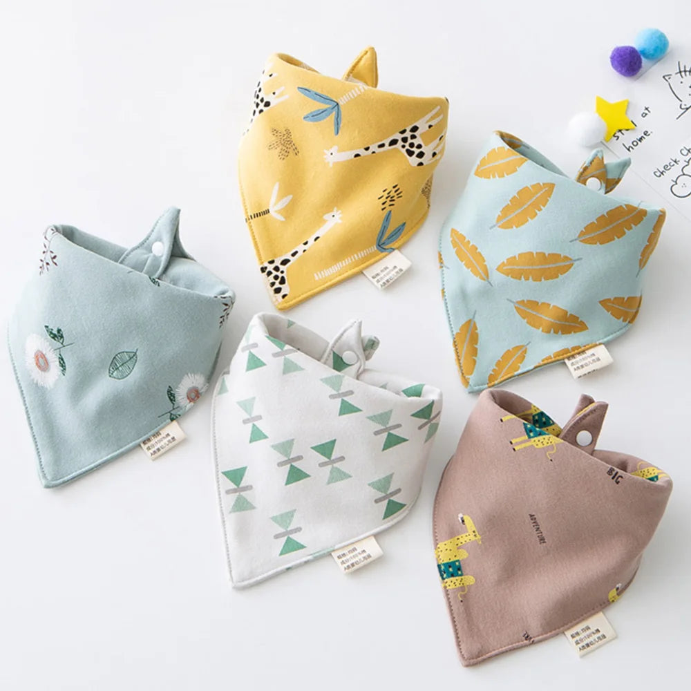 New 5 Pieces/Lot Baby Bib Newborn Feeding Burp Cloth Cotton Kids Triangle Scarf Teething Saliva Towel Soft Bandana Bibs