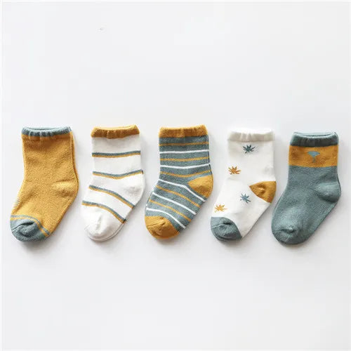 New 5Pairs/lot Infant Baby Socks Winter Autumn Baby Socks for Girls Cotton Newborn Baby Boy Socks Toddler Baby Boys Accessories