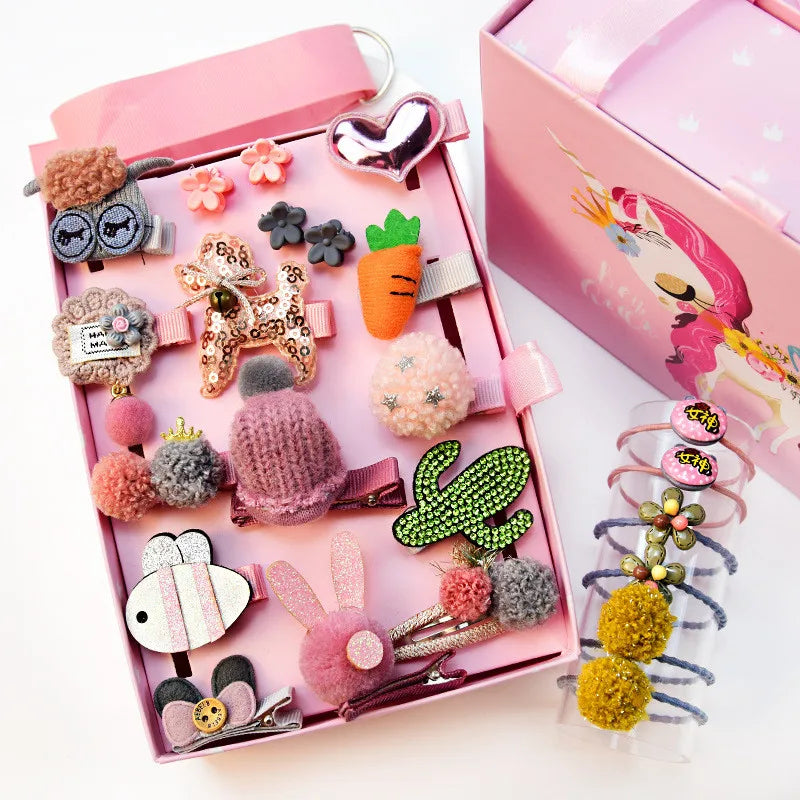 24pcs/Set Baby Hair Clips Cartoon Baby Headband Cute Bow Flower Children Hairpin Barrettes Headwear Baby Hair Accessories NO BOX
