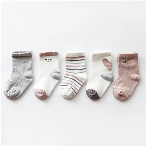 New 5Pairs/lot Infant Baby Socks Winter Autumn Baby Socks for Girls Cotton Newborn Baby Boy Socks Toddler Baby Boys Accessories