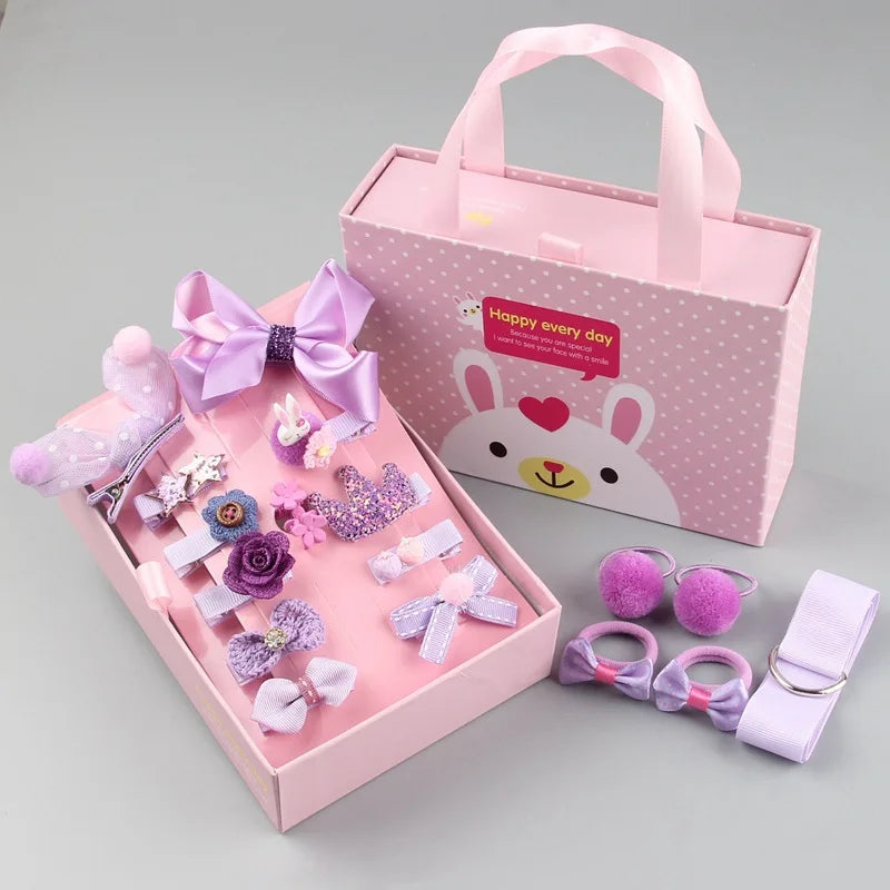 18 Pieces Baby Hair Accessories Princess Headdress Girls Headband Children Barrettes Headband Gift Set