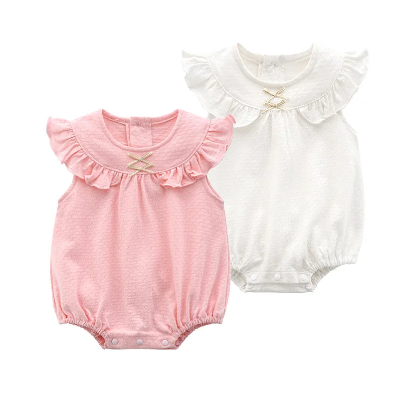 Princess Baby Bodysuits For Girls Summer Bodysuit For Toddlers Lace Soft Newborn 1st Birthday Party Clothes Twin Girls Clothing