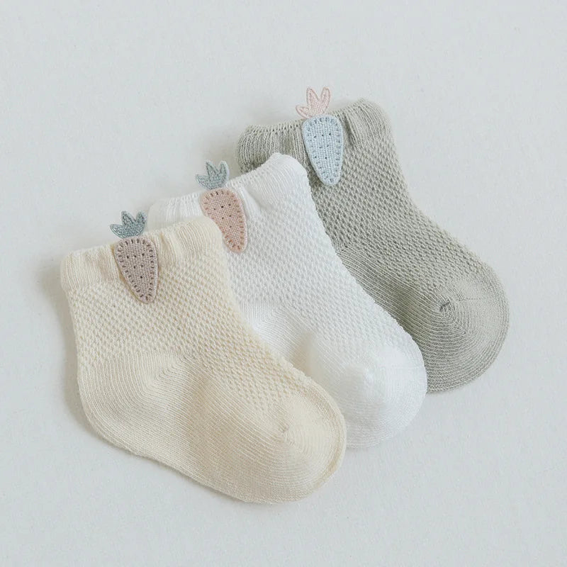 3 Pairs 0-5Y Baby Socks, Children's Socks, Thin Cotton, Breathable Mesh, Baby Socks, Boneless Baby Socks, Cute Accessories Socks