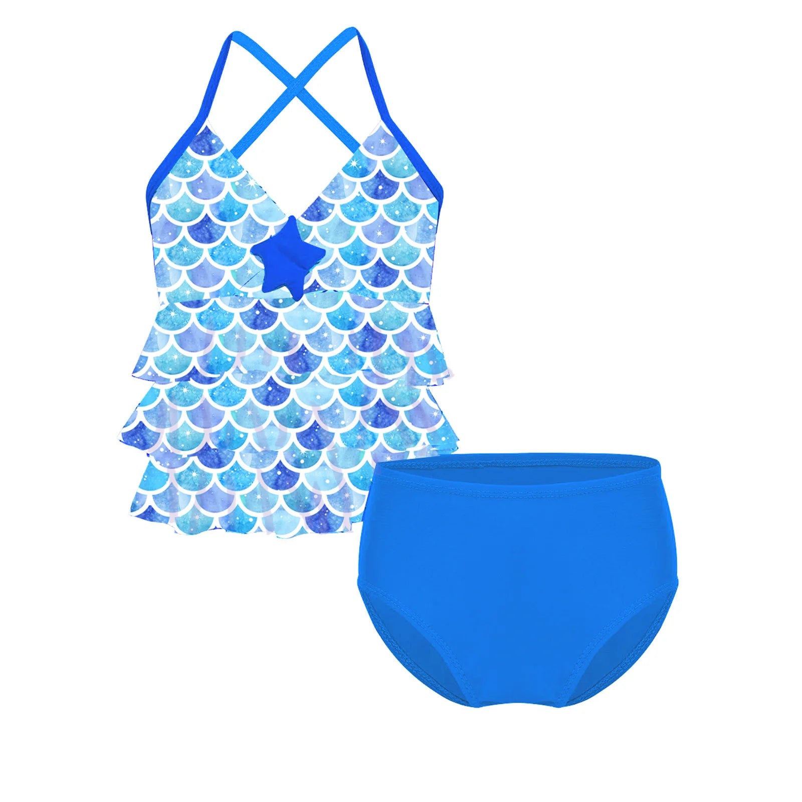 Kids Girls Mermaid Swimsuit Bathing Suit Bikini 2pc Set Swimwear Children's Swimsuit Baby Clothes Summer Beachwear Holiday Sets
