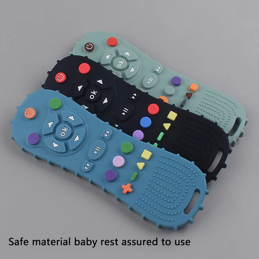 Baby teething toys, food grade silicone teether, suitable for babies over 6 months, TV remote control shape toddler chew toys