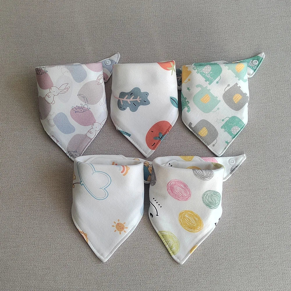 New 5 Pieces/Lot Baby Bib Newborn Feeding Burp Cloth Cotton Kids Triangle Scarf Teething Saliva Towel Soft Bandana Bibs